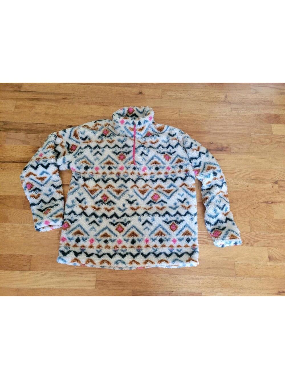 Eddie Bauer Womens 1/4 Zip Pullover Sweater Aztec Southwest Medium Soft